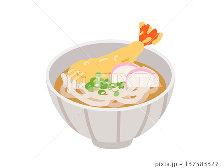 美味しそうな天ぷらうどん 137583327