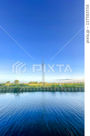 Rijkevorsel, Antwerpse Kempen, Belgium, Calm midday landscape highlighting modern architecture and 137583558