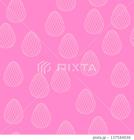 Seamless pattern with Easter eggs, outline design. A vibrant seamless background for Easter designs, featuring cute patterned eggs with polka dots 137584036