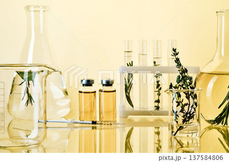 Herbal extract science and natural medicine research in laboratory 137584806