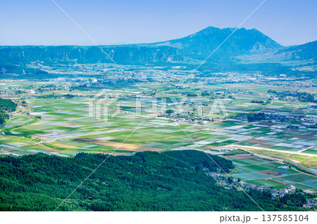 大観峰から見た阿蘇平野と阿蘇山 137585104