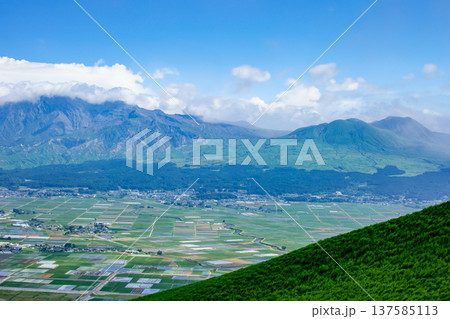大観峰から見た阿蘇平野と阿蘇山 大観峰から見た阿蘇平野と阿蘇山 137585113