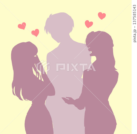 モテている男性　社内　影絵 137585143