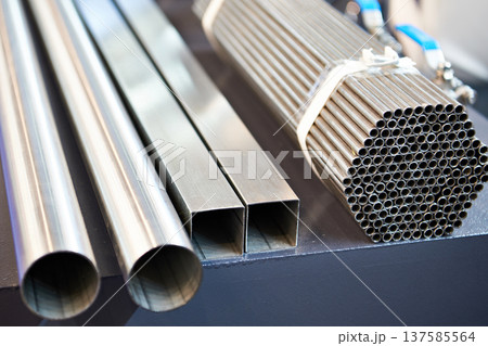Steel pipes in stack 137585564