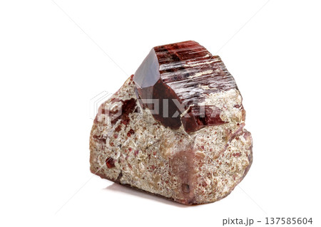Macro mineral tourmaline stone on a white background 137585604