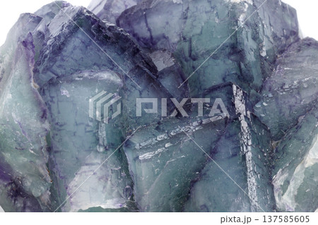 Macro mineral stone Fluorite on white background  137585605
