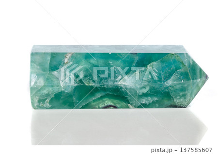 Macro mineral stone Fluorite crystal on a black background Macro mineral stone Fluorite crystal on a black background 137585607