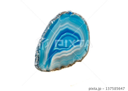 Macro mineral stone Blue Agate breed a white background Macro mineral stone Blue Agate breed a white background 137585647