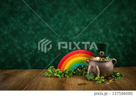 St. Patrick's day pot of gold with hat St. Patrick's day pot of gold with hat 137586080