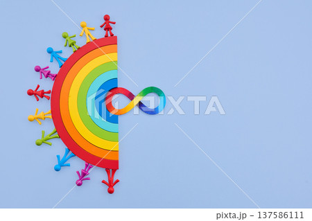 Celebrating neurodiversity and autism awareness with infinity symbol Celebrating neurodiversity and autism awareness with infinity symbol 137586111