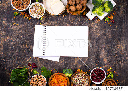 Asortment of plant based vegan protein products Asortment of plant based vegan protein products 137586274
