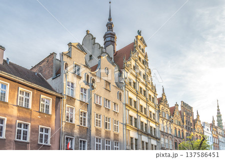 Gdansk, a city on the Baltic coast of northern Poland, Europe. Historical buildings stand tall with intricate facades, showcasing European architecture in a captivating skyline. Gdansk, a city on the Baltic coast of northern Poland, Europe. Historical buildings stand tall with intricate facades, showcasing European architecture in a captivating skyline. 137586451
