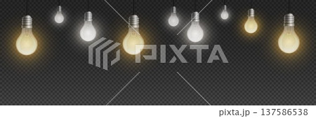 Electric light bulbs illuminating with different color temperatures Electric light bulbs illuminating with different color temperatures 137586538