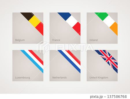 Corner ribbon flags of Western Europe Corner ribbon flags of Western Europe 137586768
