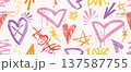 Seamless pattern with spray paint hearts, graffiti love symbols and romantic print in grunge style 137587755
