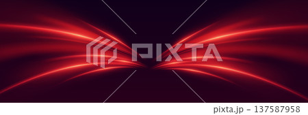Red glowing light streaks creating abstract movement Red glowing light streaks creating abstract movement 137587958
