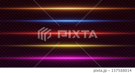 Colorful neon light lines creating speed trail effect Colorful neon light lines creating speed trail effect 137588014