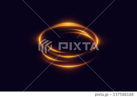 Glowing golden light ring swirling motion black background Glowing golden light ring swirling motion black background 137588188