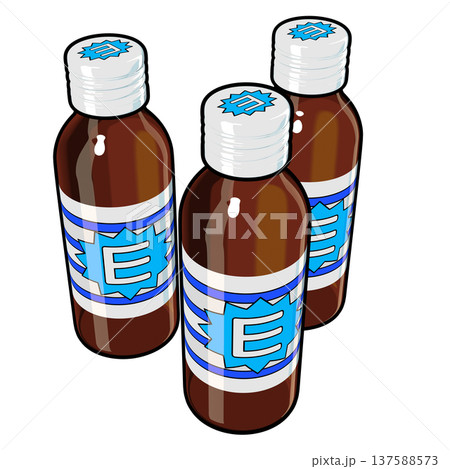 医薬部外品のイラスト素材　三本の栄養ドリンク（1_2）　カラー線画表現 137588573
