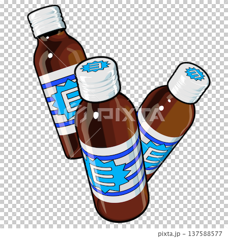 準藥物插圖素材：三種能量飲料（1_5）彩色線描圖 137588577