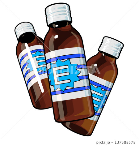 医薬部外品のイラスト素材　三本の栄養ドリンク（1_6）　カラー線画表現 137588578