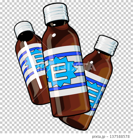 医薬部外品のイラスト素材　三本の栄養ドリンク（1_6）　カラー線画表現 137588578