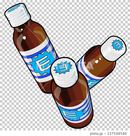 医薬部外品のイラスト素材　三本の栄養ドリンク（1_8）　カラー線画表現 137588580