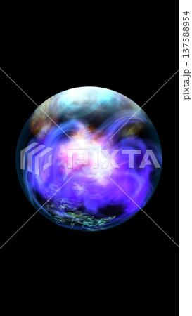 Glowing blue and violet energy sphere with swirling plasma inside, isolated on black background Glowing blue and violet energy sphere with swirling plasma inside, isolated on black background 137588954