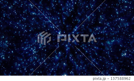Deep blue cosmic background filled with softly glowing particles, evoking calm space dust and infinite depth 137588962