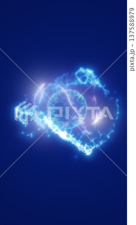 Electric plasma sphere with lightning arcs and radiant blue energy field, futuristic quantum power concept background 137588979