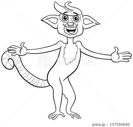happy cartoon lemur primate animal character coloring page happy cartoon lemur primate animal character coloring page 137589680