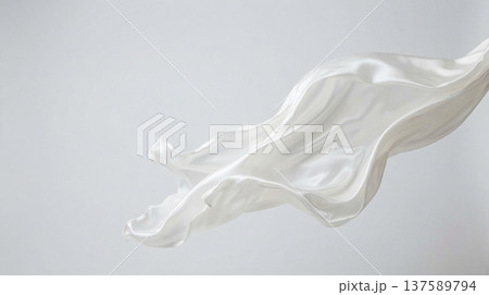 風に舞う白いシルク生地の背景 137589794
