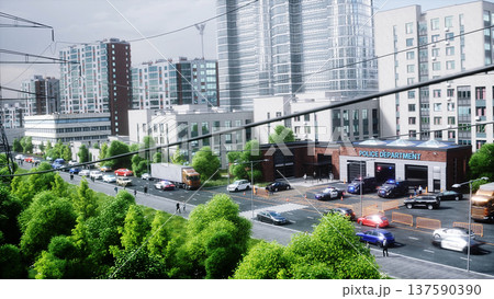 An swat police driving fast on a city street. 3d rendering. 137590390