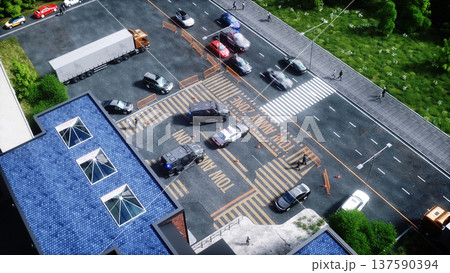 An swat police driving fast on a city street. 3d rendering. 137590394