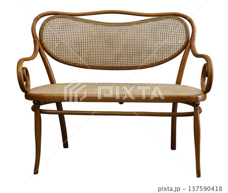 Classic bentwood sofa with caned backrest for stylish interior decor and comfort Classic bentwood sofa with caned backrest for stylish interior decor and comfort 137590418