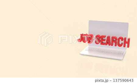 Job Search Text Emerging From Laptop Screen Online Career Recruitment Concept 3d render. 137590643