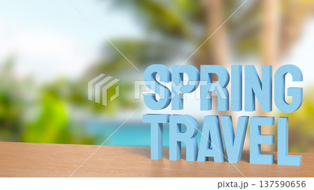 Spring Travel Concept With Tropical Vacation Background 3d render. 137590656
