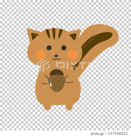 Cute squirrel character illustration holding an acorn 137590822