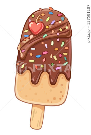 Chocolate popsicle. Vector isolated illustration Chocolate popsicle. Vector isolated illustration 137591187