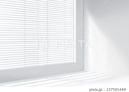 白壁 室内コーナー 窓光 影 背景3D 137591449
