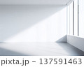 白壁 室内窓辺 テーブル 光と影 背景3D 137591463