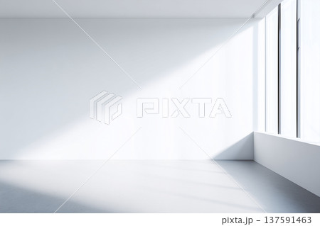 白壁 室内窓辺 テーブル 光と影 背景3D 137591463