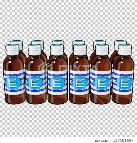 Illustration material of quasi-drugs: Twelve energy drinks (1_1) Color line drawing 137591687