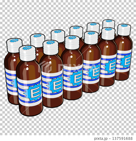 準藥物插圖素材：十二種能量飲料（1_2）彩色線描圖 137591688