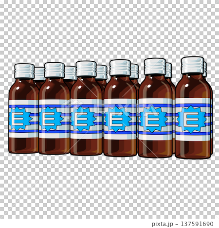 Illustration material of quasi-drugs: Twelve energy drinks (1_4) Color line drawing 137591690