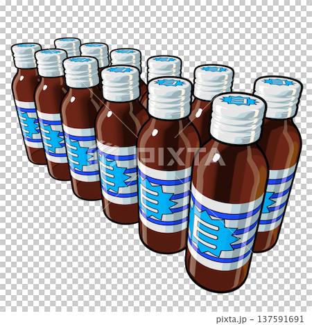 準藥物插圖資料：十二種能量飲料（1_5）彩色線描圖 137591691