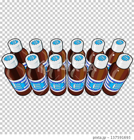 Illustration material of quasi-drugs: Twelve energy drinks (1_7) Color line drawing 137591693