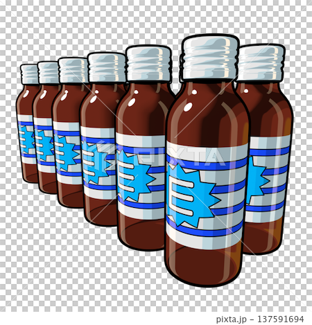 Illustration material of quasi-drugs: Twelve energy drinks (1_8) Color line drawing 137591694