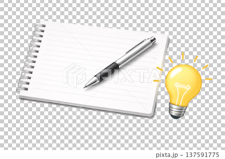 筆記本和燈泡的簡單插圖,靈感來自商業素材 筆記本和燈泡的簡單插圖,靈感來自商業素材 137591775