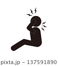 頭が痛い人のピクトグラム　横向き 137591890